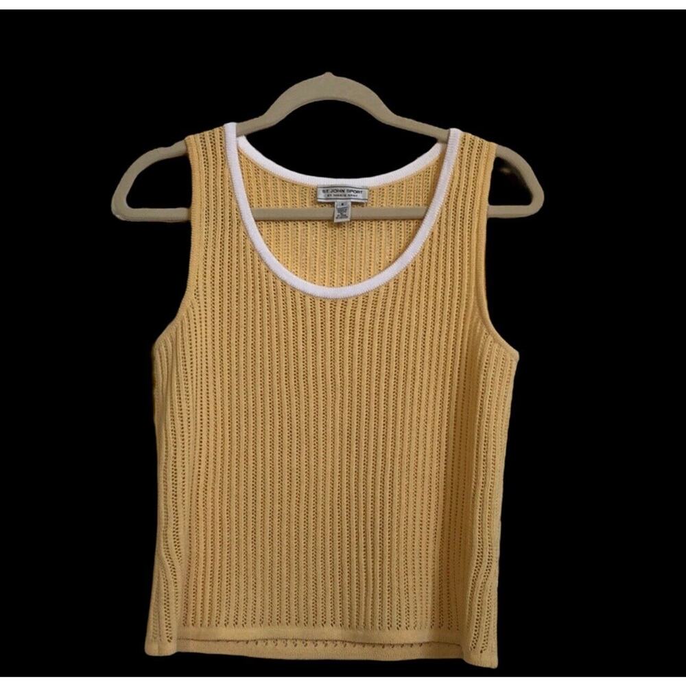 St. John Yellow knit sweater sleeveless tank top‎ Women’s Size S Small